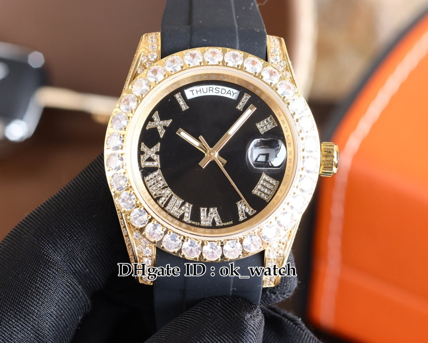 New version 40mm Date Automatic Mens Watch 228348 228345 228396 228349 Big Diamond Bezel Black Dial Gents Fashion Watches Rose Gold Case Rubber Strap
New version 40mm Date Automatic Mens Watch 228348 228345 228396 228349 Big Diamond Bezel Black Dial Gents Fashion Watches Rose Gold Case Rubber Strap
