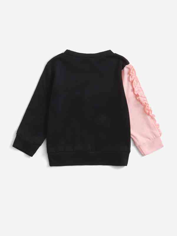 Baby Cartoon Graphic Frill Trim Sweatshirt SHE