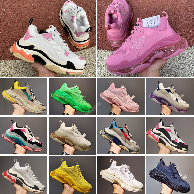 2022 shoes triple-s mens sneaker yellow rainbow green clear sole dust pink metallic silver white brown fluo beige men women casual trainers, Color 23
2022 shoes triple-s mens sneaker yellow rainbow green clear sole dust pink metallic silver white brown fluo beige men women casual trainers, Color 23