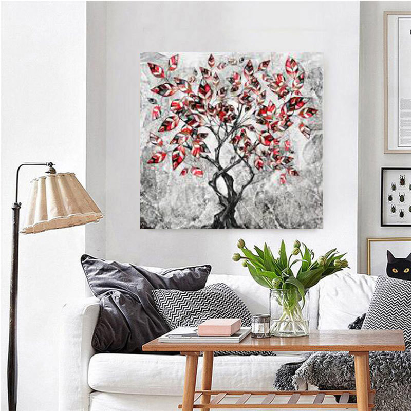 Red Flowers Tree Landscape Canvas Painting Abstract Prints And Posters Wall Pictures For Living Room Home Decor