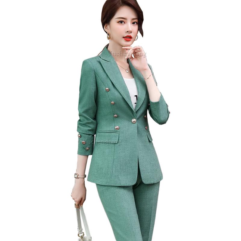Women' Two Piece Pants Formal Ladies Pant Suit Women Green Pink Blue White Yellow Fashion Button Decoration Jacket And Trousers 2 Set For, Green pant suit
Women' Two Piece Pants Formal Ladies Pant Suit Women Green Pink Blue White Yellow Fashion Button Decoration Jacket And Trousers 2 Set For, Green pant suit