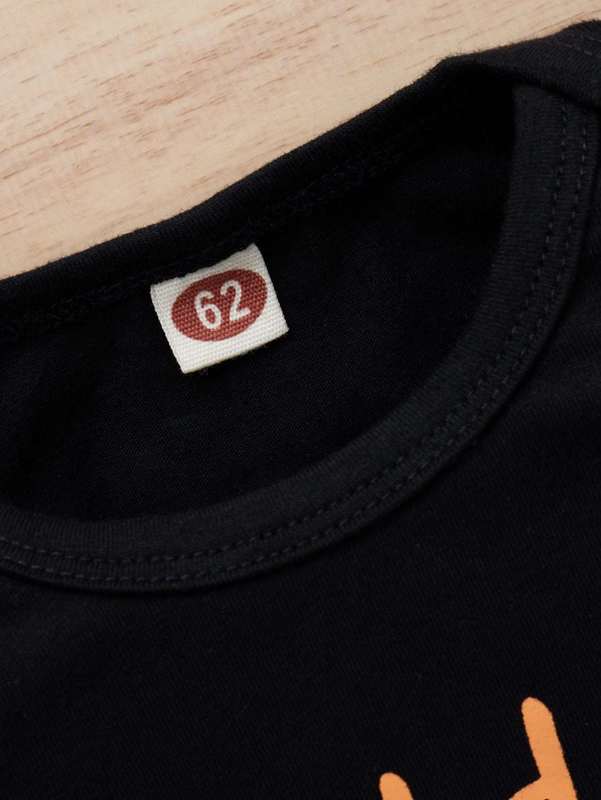 Baby Slogan Graphic Ruffle Trim Bodysuit & Cow Print Belted Pants & Headband SHE