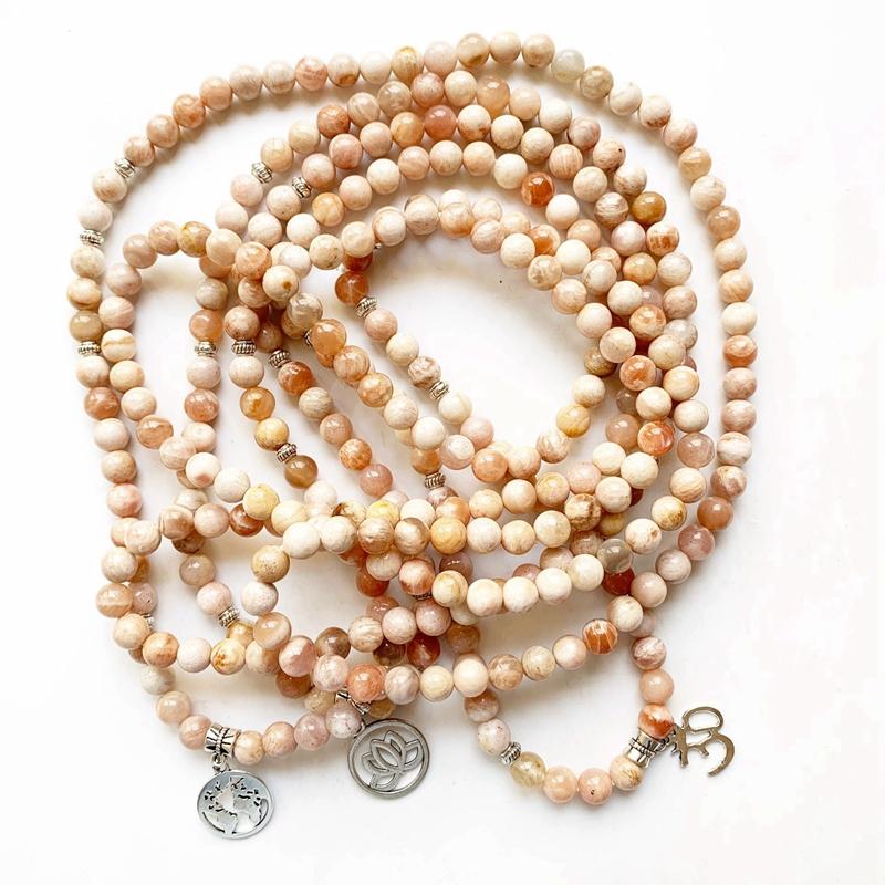 Pendant Necklaces Sunstone Stone 108 Mala Prayer Beads Necklace Charm Bracelet 8mm Natural Round Elastic String Buddhist Spiritual Jewelry
Pendant Necklaces Sunstone Stone 108 Mala Prayer Beads Necklace Charm Bracelet 8mm Natural Round Elastic String Buddhist Spiritual Jewelry