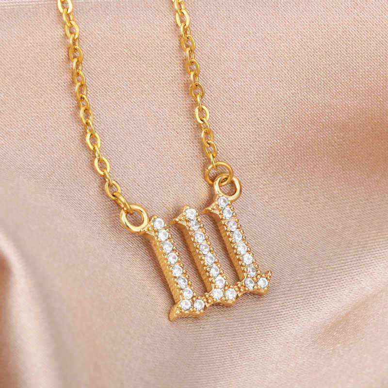 Angel Number Necklace 111 222 333 444 555 666 777 888 999 1111 Stainless Steel Chain Zircon Pendant Necklaces For Women Birthday G1206