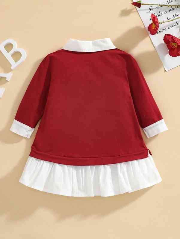 Baby Letter Graphic Ruffle Hem 2 In 1 Dress SHE