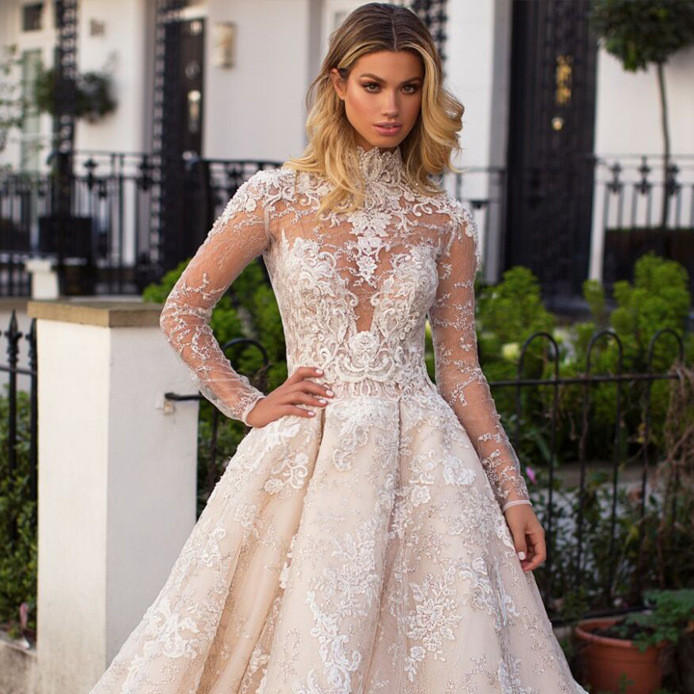 Vestido de Novia Long Sleeve Ball Gown Wedding Dresses with Detachable Jacket Corset Beading Appliques Vintage bridal gowns Robe de Mariage