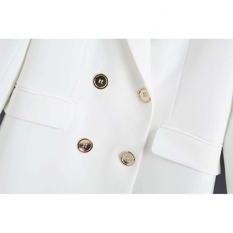 Spring Women Blazers Button Long Sleeve Notched Neck Chic Lady Fashion Casual Clothes 210930