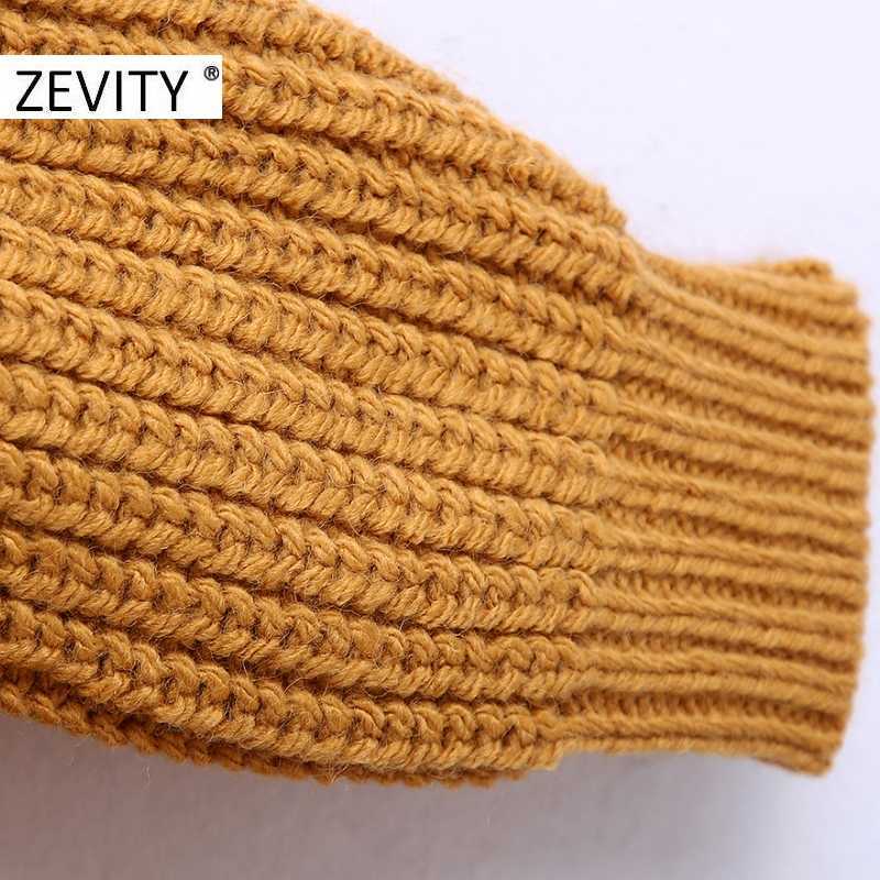 Zevity Women Leisure Cross V Neck Solid Color Bow Tied Knitting Sweater Coat Ladies Long Sleeve Casual Kimono Chic Tops S444 210603