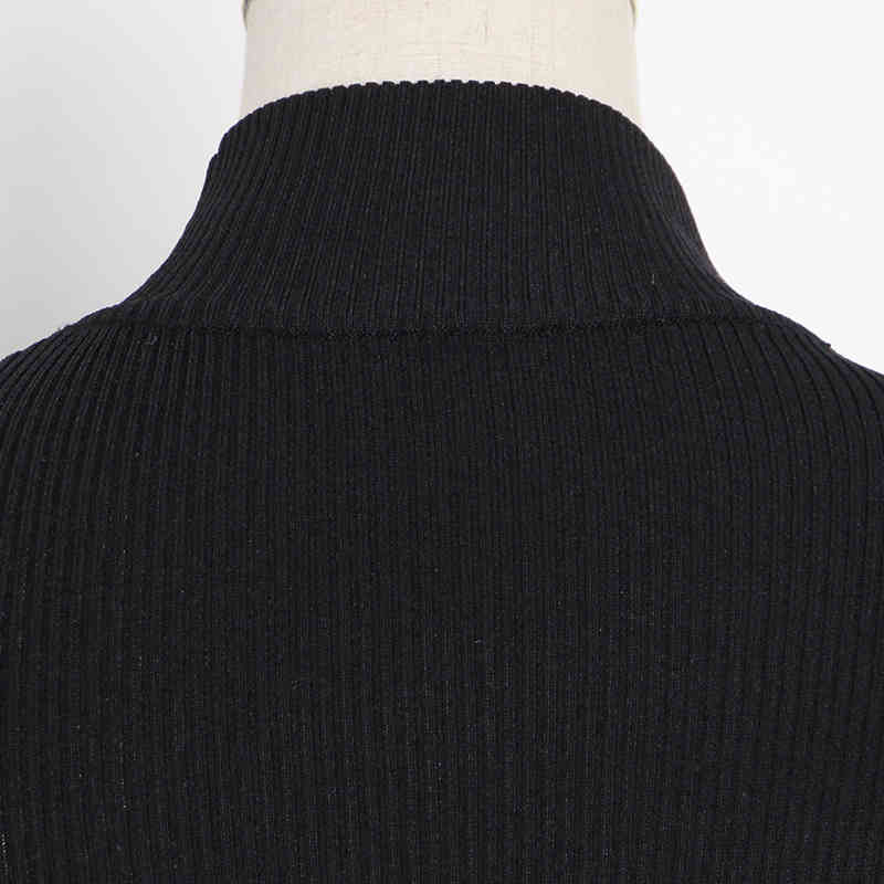 TWOTWINSTYLE Hollow Out Patchwork Chain Sweater For Women Turtleneck Long Sleeve Slim Knitted Tops Fashion Clothing 210517