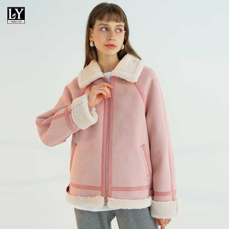 LY VAREY LIN Winter Women Thick Warm Faux Fur Turndown Collar Overcoat Loose Lamb Wool Coat Moto Biker Cool Style Jacket 210526, Pink
LY VAREY LIN Winter Women Thick Warm Faux Fur Turndown Collar Overcoat Loose Lamb Wool Coat Moto Biker Cool Style Jacket 210526, Pink
