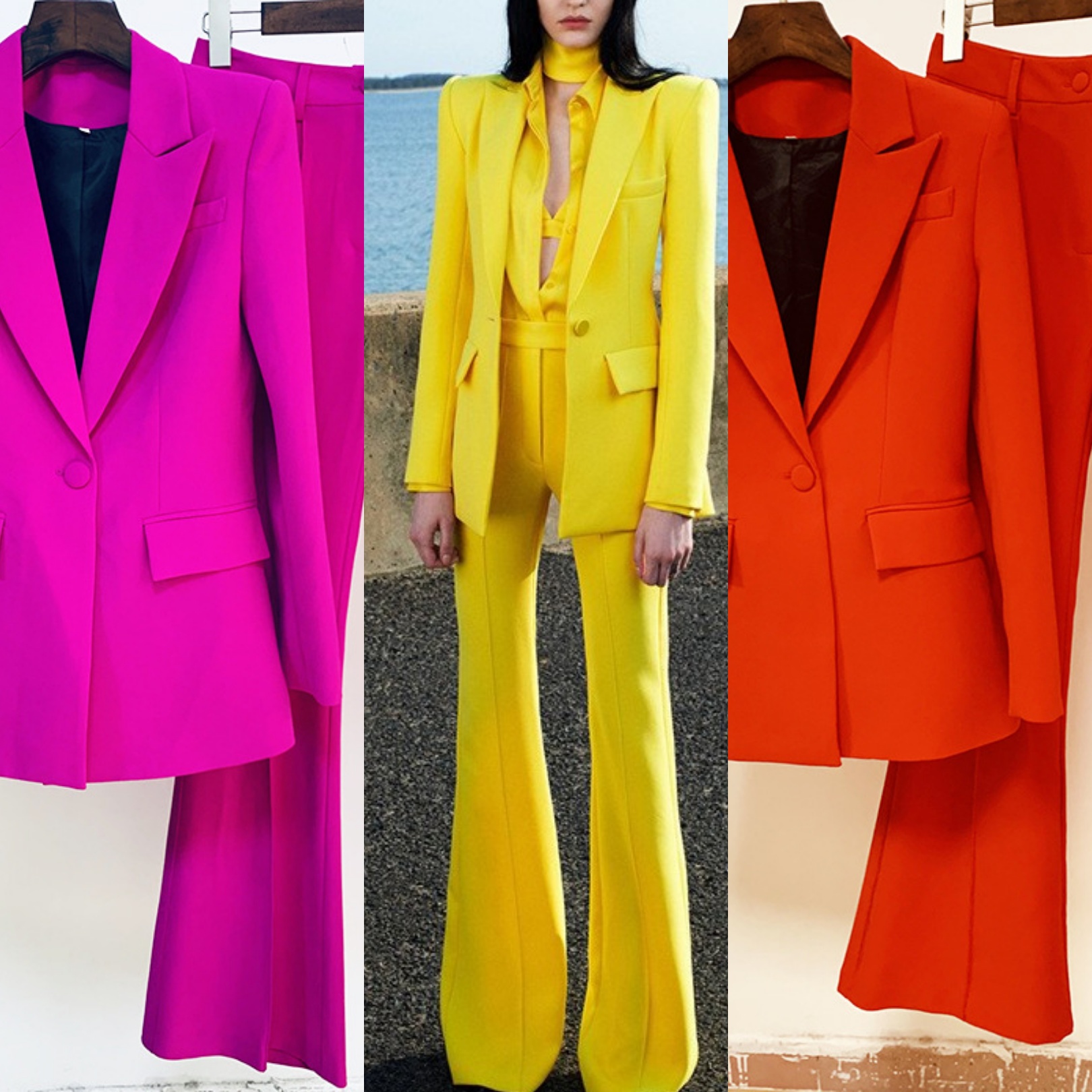 High quality suits autumn and winter the latest office lady classic blazer and flare pants set two-piece suit, 2176 purple
High quality suits autumn and winter the latest office lady classic blazer and flare pants set two-piece suit, 2176 purple