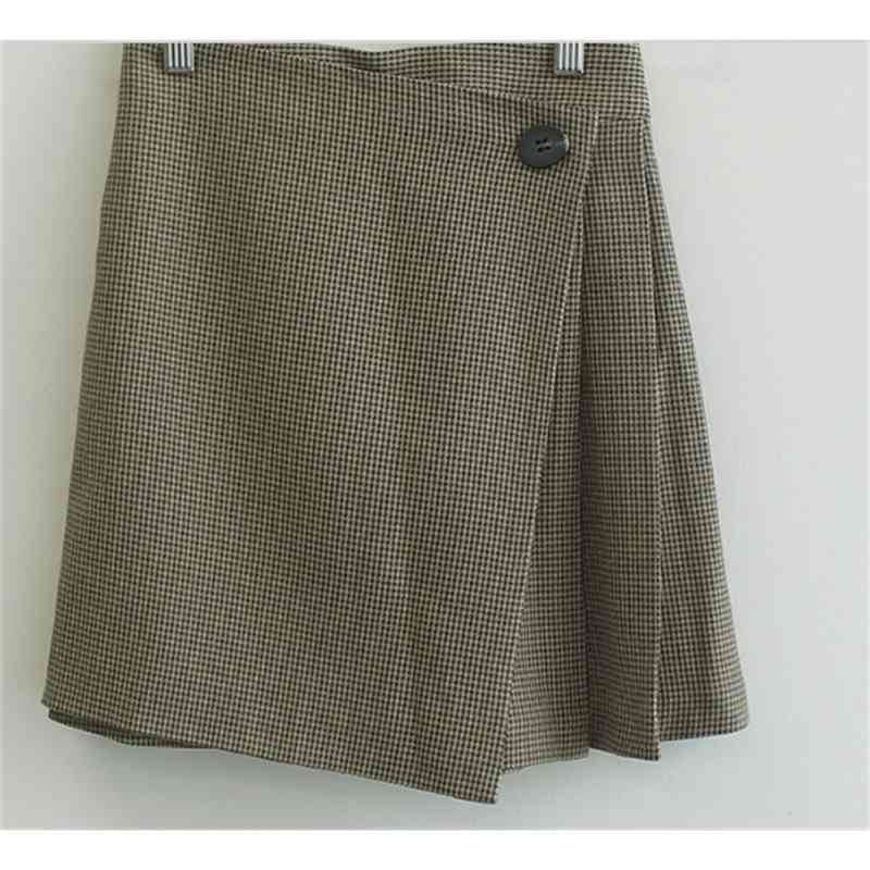 Spring A line irregular Plaid skirt autumn winter Women's Female Mini Skirt School Halazuk Style corduroy Shorts Mini 210423