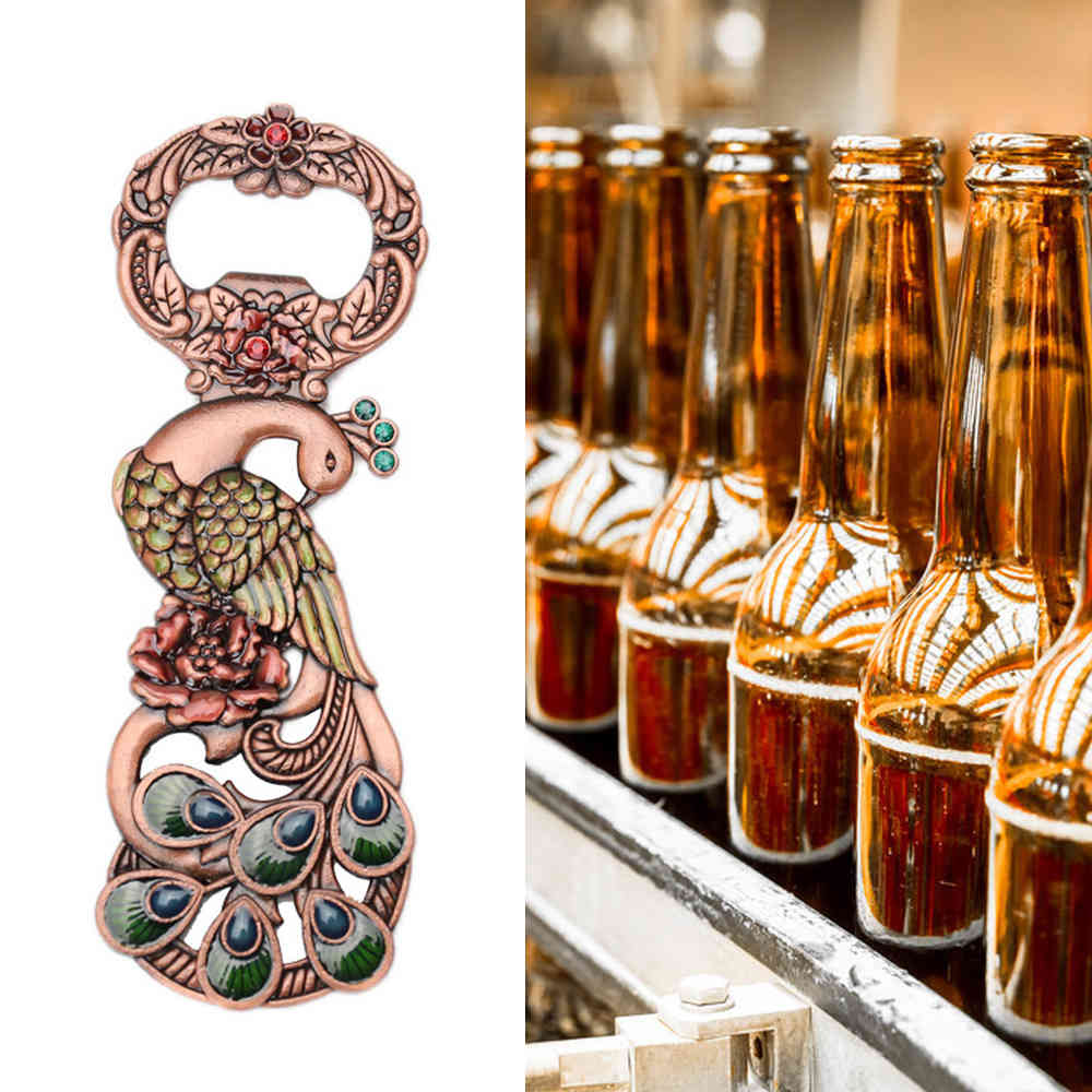 Corkscrew Retro Composite Gold Rose Peacock Bottle Opener Wine Screwdriver Fashion Creative Magnetite Wine Bottle Opener