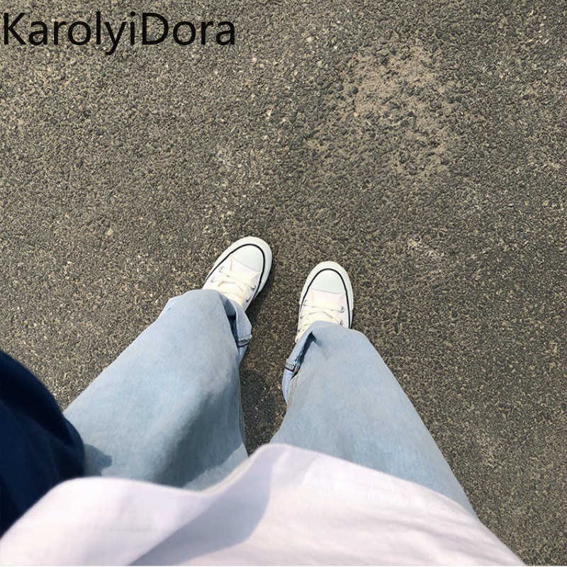 Jeans Women Solid Vintage High Waist Wide Leg Denim Trousers Simple Students Allmatch Loose Fashion Harajuku Womens Chic Casual 210922