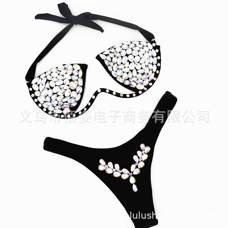 Summer Sexy Crystal Diamond Bikini Set Rhinestone Swimsuit Metal Swimwear Women Push Up Bathing Suit Biquini Monokini Women's