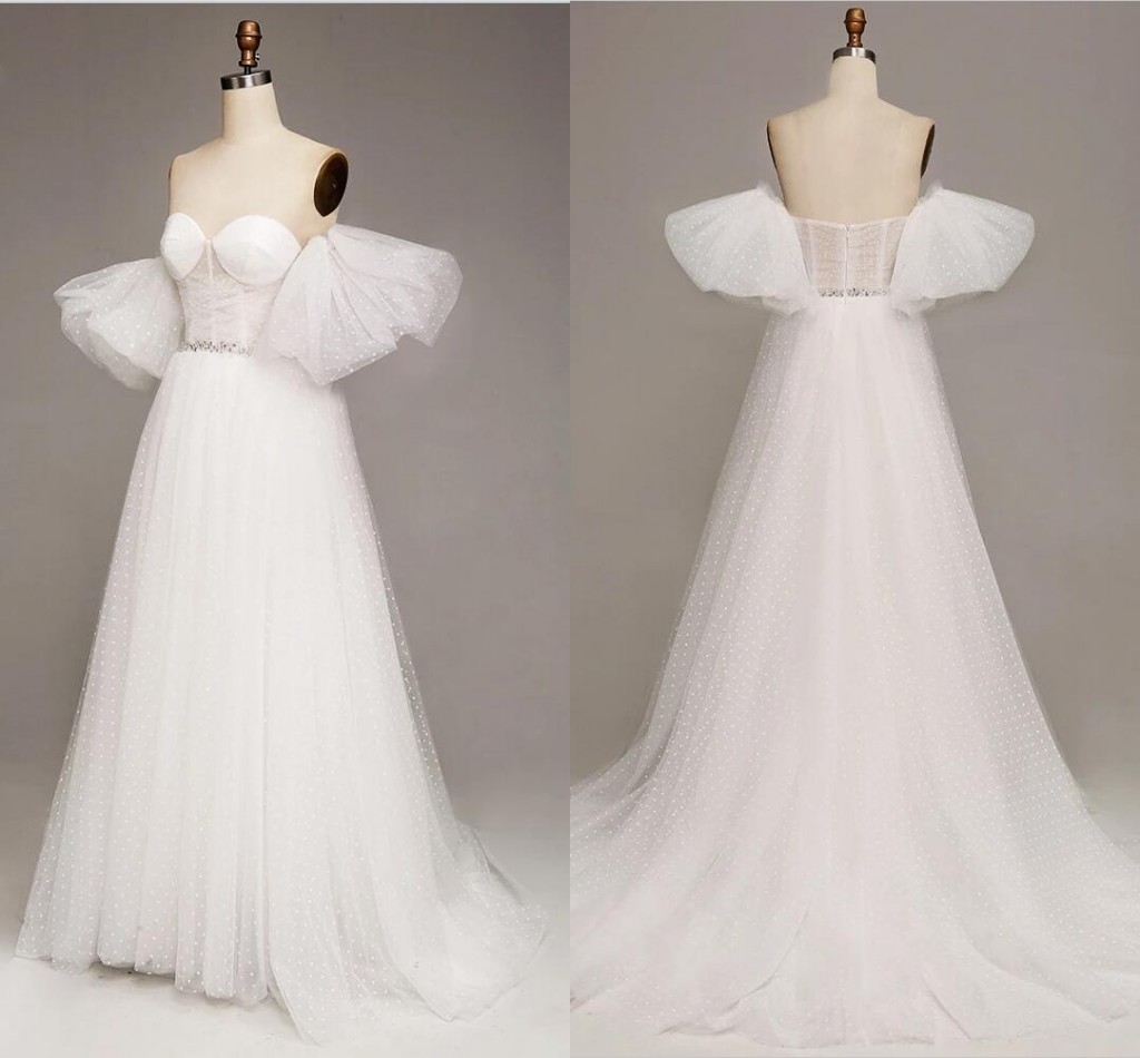 Modest Juliet Short Sleeve Wedding Dress Beach Off Shoulder Doll Tulle Beaded Belt Open Back Bohemian Bridal Dresses Womens Party Formal, Gold
Modest Juliet Short Sleeve Wedding Dress Beach Off Shoulder Doll Tulle Beaded Belt Open Back Bohemian Bridal Dresses Womens Party Formal, Gold
