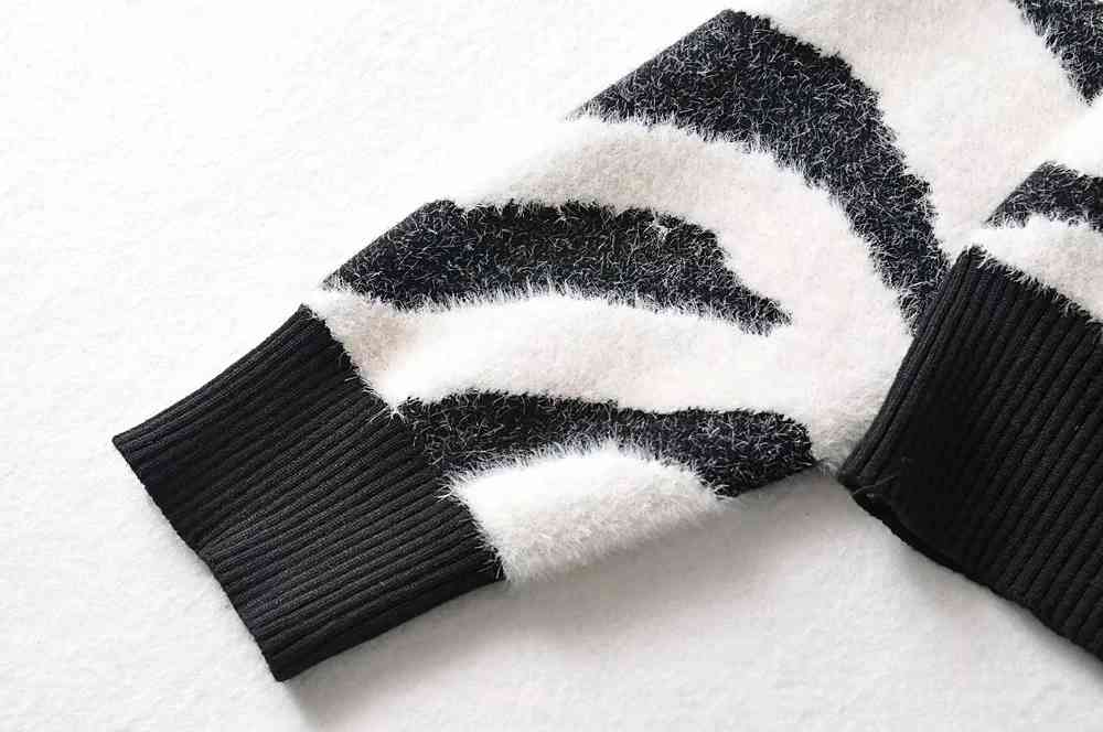 Fashion Mohair knitted cardigan women long sleeve sweater Sexy V Neck korean lady winter tops 210521