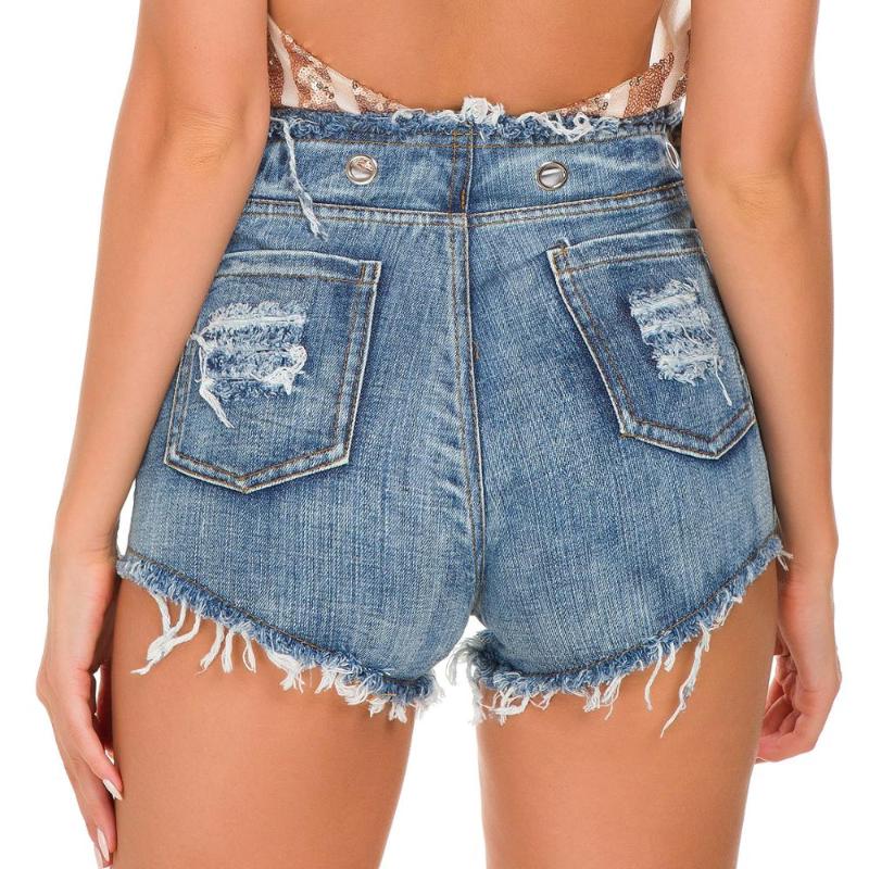 Euramerican Summer Cowgirl Shorts Short Nightclub Women's Sexy Casual High Waist Holes Women Tassel