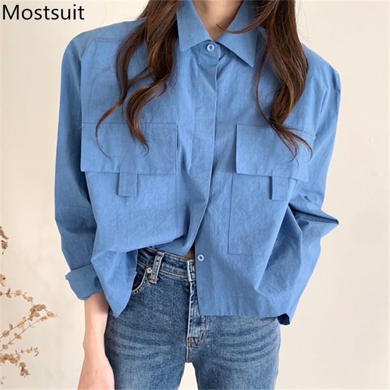Chic Elegant Big Pockets Women Shirts Tops Spring Full Sleeve Turn-down Collar Casual Fashion Loose Blouses Blusas Mujer 210518, Apricot
Chic Elegant Big Pockets Women Shirts Tops Spring Full Sleeve Turn-down Collar Casual Fashion Loose Blouses Blusas Mujer 210518, Apricot