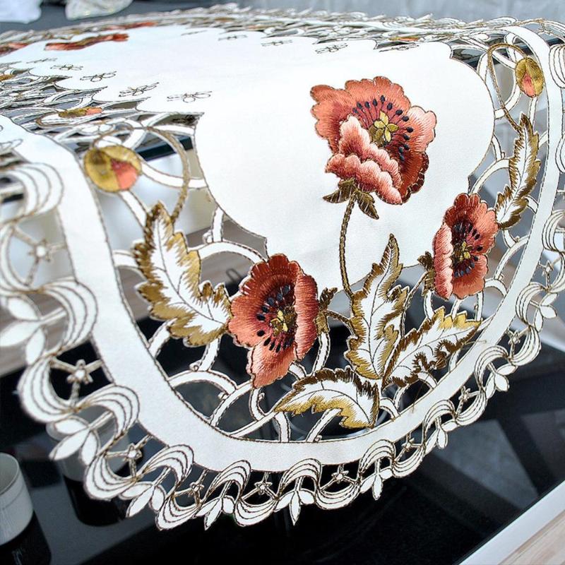 40*85cm Table Cloth Rectangular For Wedding Decoration Vintage Embroidered Cover Party Banquet Home Decor