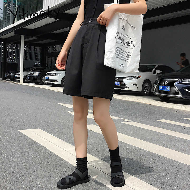 high waist shorts black women summer Formal Solid Straight plus size 5XL short pants fashion korean wide leg pant 210714