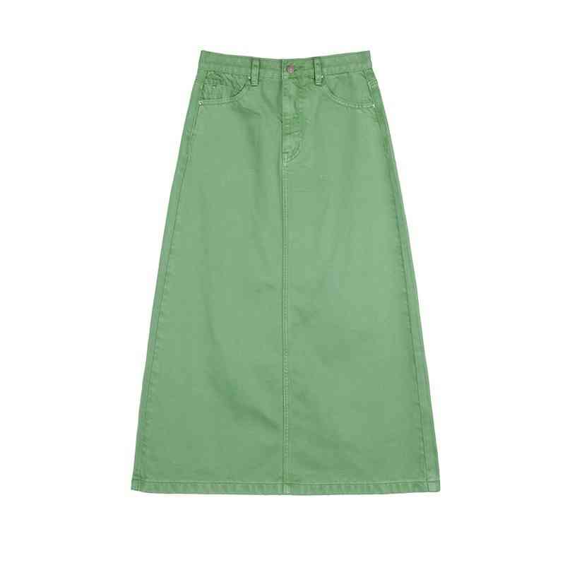 Spring Split A-line Women Long Skirts Solid Korean Elegant Casual Mujer Faldas Office Lady Fashion Female Clothing 13A279 210525