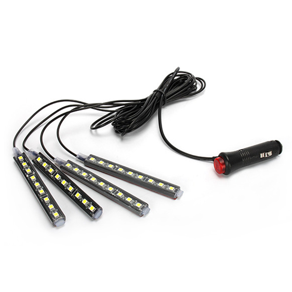 4Pcs/Set Car Styling 12V LED Strip Light Decorative Atmosphere Lamps Auto Interior Accessories With Remote
