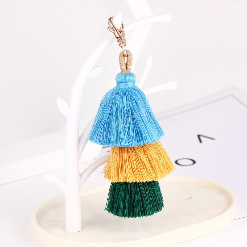 Multilayer Tassel Keychain Keyrings Bag Charm Jewelry Big Key Chain Key Holder Boho Handmade Pom Pom Vintage Fashion Accessories