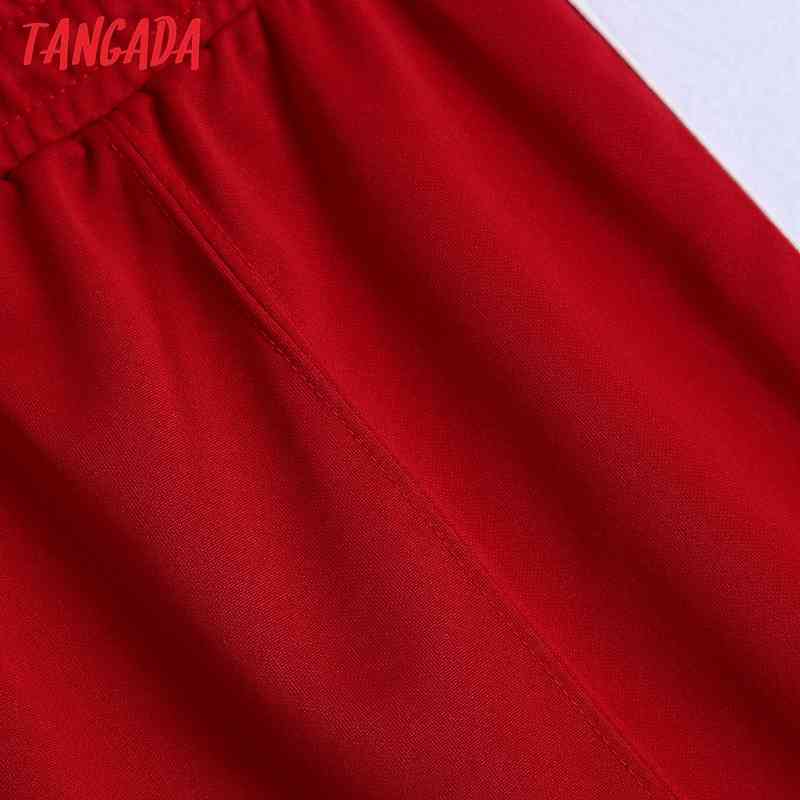 Women Fashion Red Shorts Vintage High Waist with Drawstring Female Short Pants Mujer BE505 210416