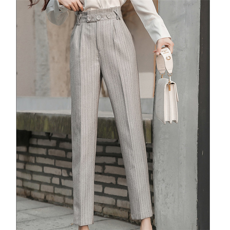 Loose Slim Streetwear Plus Thick Autumn Professional Ankle-Length Pants All-Match Casual Straight Office Lady Trousers 210421