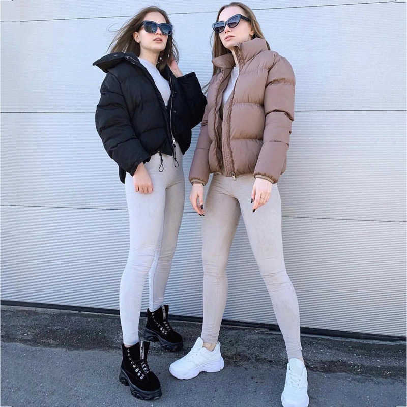 FORERUN 8 Colors Oversized Bubble Jacket Women Winter Puffer Coat Stand Collar Mint Green Thicken Parka Winterjas Dames 210819