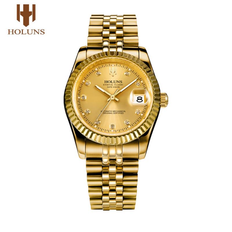 Wristwatches HOLUNS Classic Gold Automatic Watch Men Full Steel Japan NH35A Mechanical Watches 10 Bar Waterproof Wristwatch For Man, R104
Wristwatches HOLUNS Classic Gold Automatic Watch Men Full Steel Japan NH35A Mechanical Watches 10 Bar Waterproof Wristwatch For Man, R104