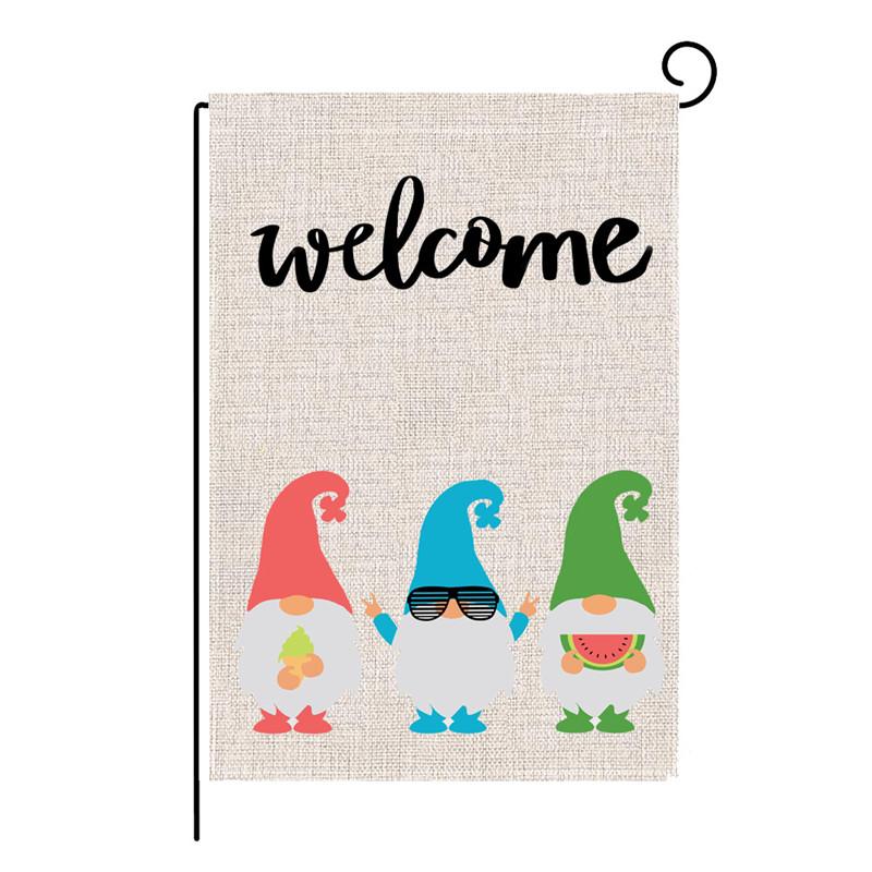 Summer Garden Flag Fruit Gnomes Double Size Printed Flax Outdoor Decorative Hanging Welcome Banner 32*47CM