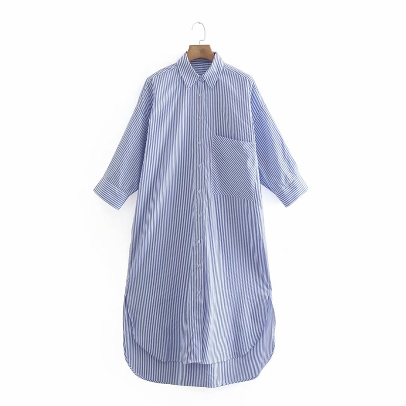 Women Loose Shirt Dress Turn Down Collar Pocket Striped Midi Straight Casual Streetwear Vacation 210525, Blue
Women Loose Shirt Dress Turn Down Collar Pocket Striped Midi Straight Casual Streetwear Vacation 210525, Blue