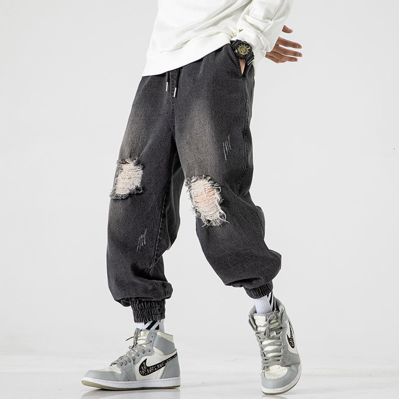 Men's Baggy Homme Casual Pants Cargo Pocket Hole Decorate Jeans Black/blue Color Biker Denim Trousers Big Size M-5XL 210524
Men's Baggy Homme Casual Pants Cargo Pocket Hole Decorate Jeans Black/blue Color Biker Denim Trousers Big Size M-5XL 210524