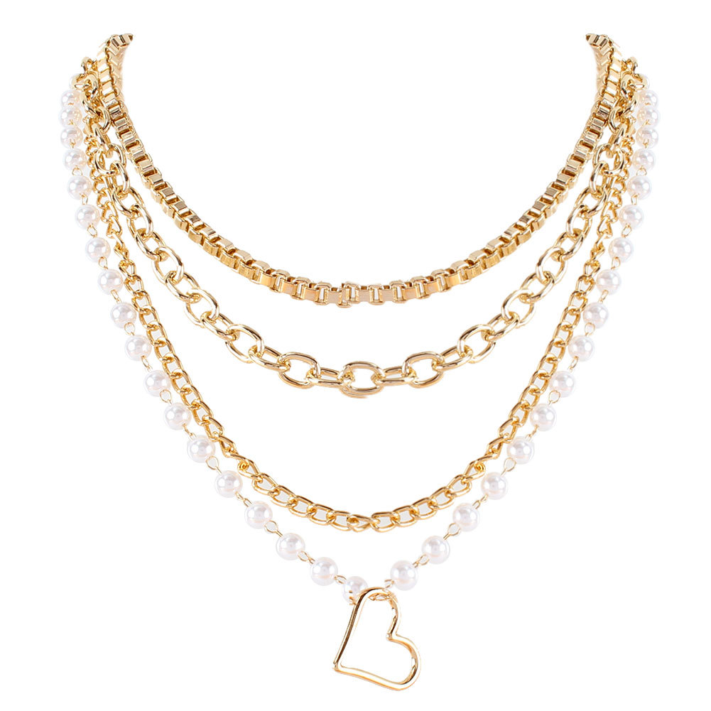 Designer Golden Alloy Peach Heart Pendant Necklaces Pearl Bead Ethnic Style Personality Mix and Match Clavicle Chain Multilayer Snake-Chain Necklace Party Jewelry
Designer Golden Alloy Peach Heart Pendant Necklaces Pearl Bead Ethnic Style Personality Mix and Match Clavicle Chain Multilayer Snake-Chain Necklace Party Jewelry