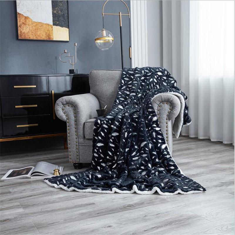 Lamb Cashmere PV Velvet Double Layer Silver Blanket Super Warm Soft Feather Lunch Break Travel Sofa Throw Bed Cover Blankets
