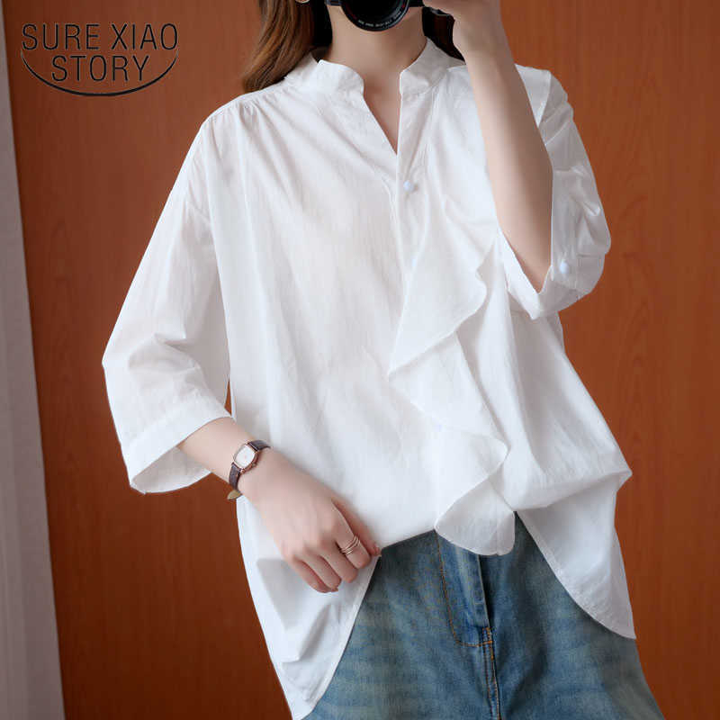 Chemisier Femme Spring Solid Color Loose Casual Cotton and Linen Blouse Women Large Size Slim All-match Shirt Female 10259 210527, White 
Chemisier Femme Spring Solid Color Loose Casual Cotton and Linen Blouse Women Large Size Slim All-match Shirt Female 10259 210527, White