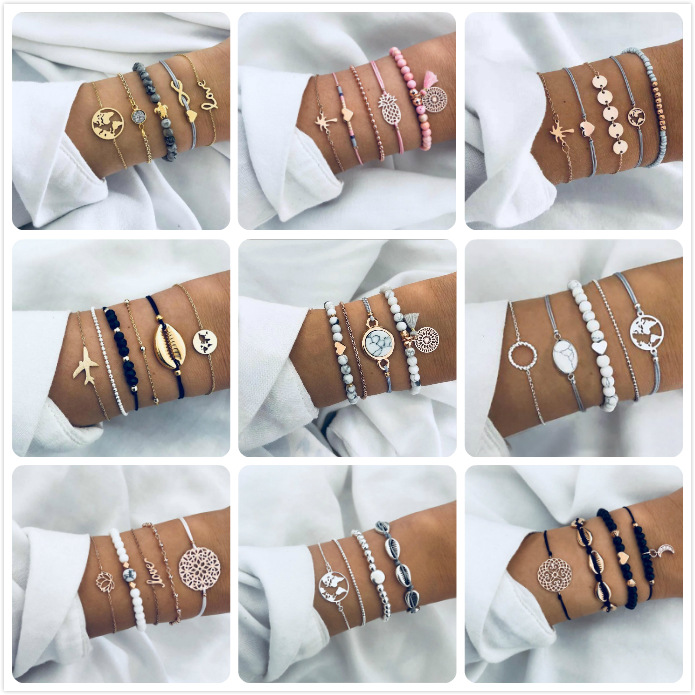 Bohemian Bracelet Set For Women Pearl Star Map Lotus pineapple Heart Natural stone Beads chains Bangle Boho Jewelry Party Gift, Golden;silver
Bohemian Bracelet Set For Women Pearl Star Map Lotus pineapple Heart Natural stone Beads chains Bangle Boho Jewelry Party Gift, Golden;silver