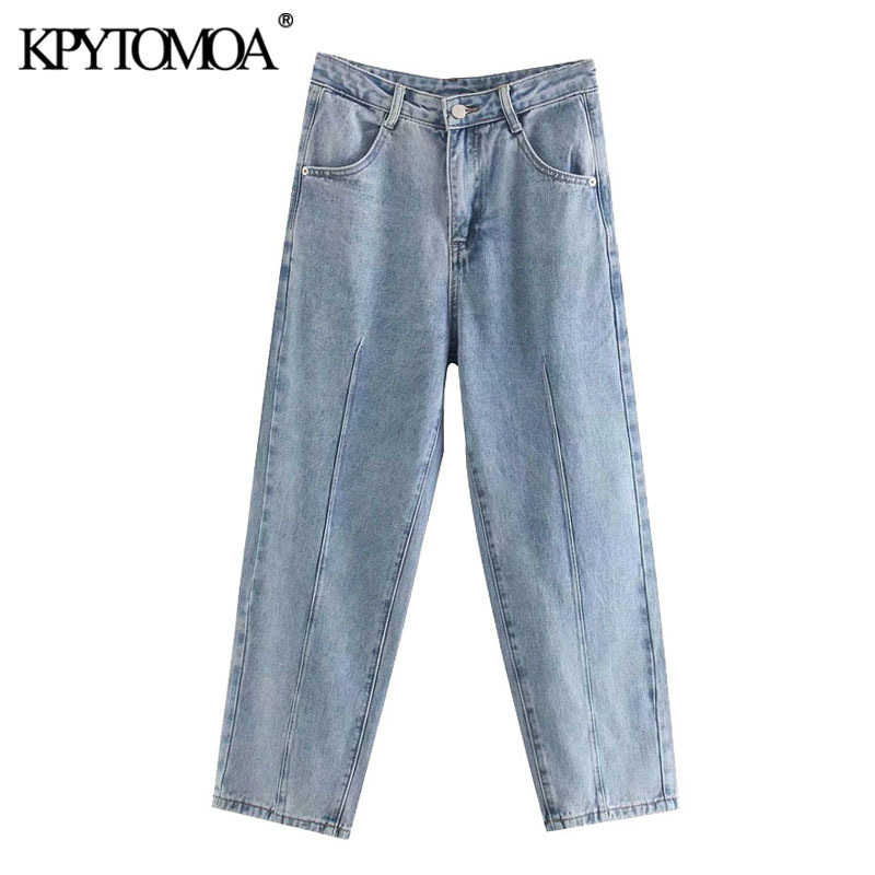 Women Chic Fashion High Waist Jeans Zipper Fly Pockets Harem Denim Pants Female Jean Ankle Trousers Mujer 210420