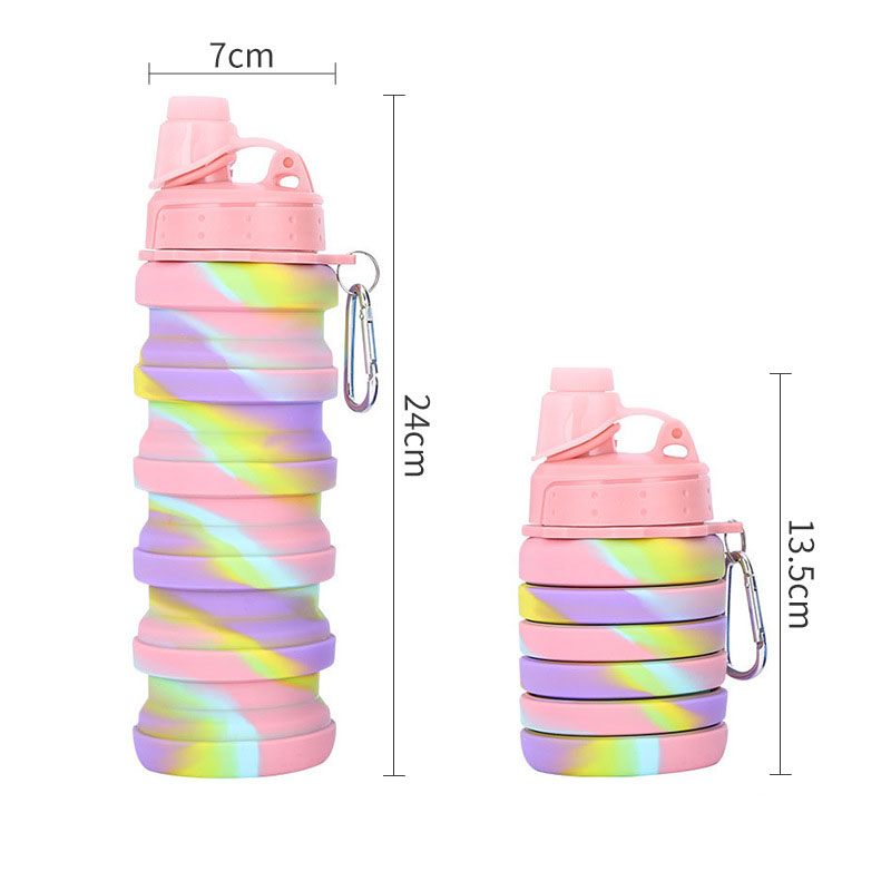 Creative Camouflage Water Bottle Silicone Fold Telescopic Tumbler Carabiner Sports Drinks Cups Portable Hiking Camping Equipment 500ML FY4515 Z260202