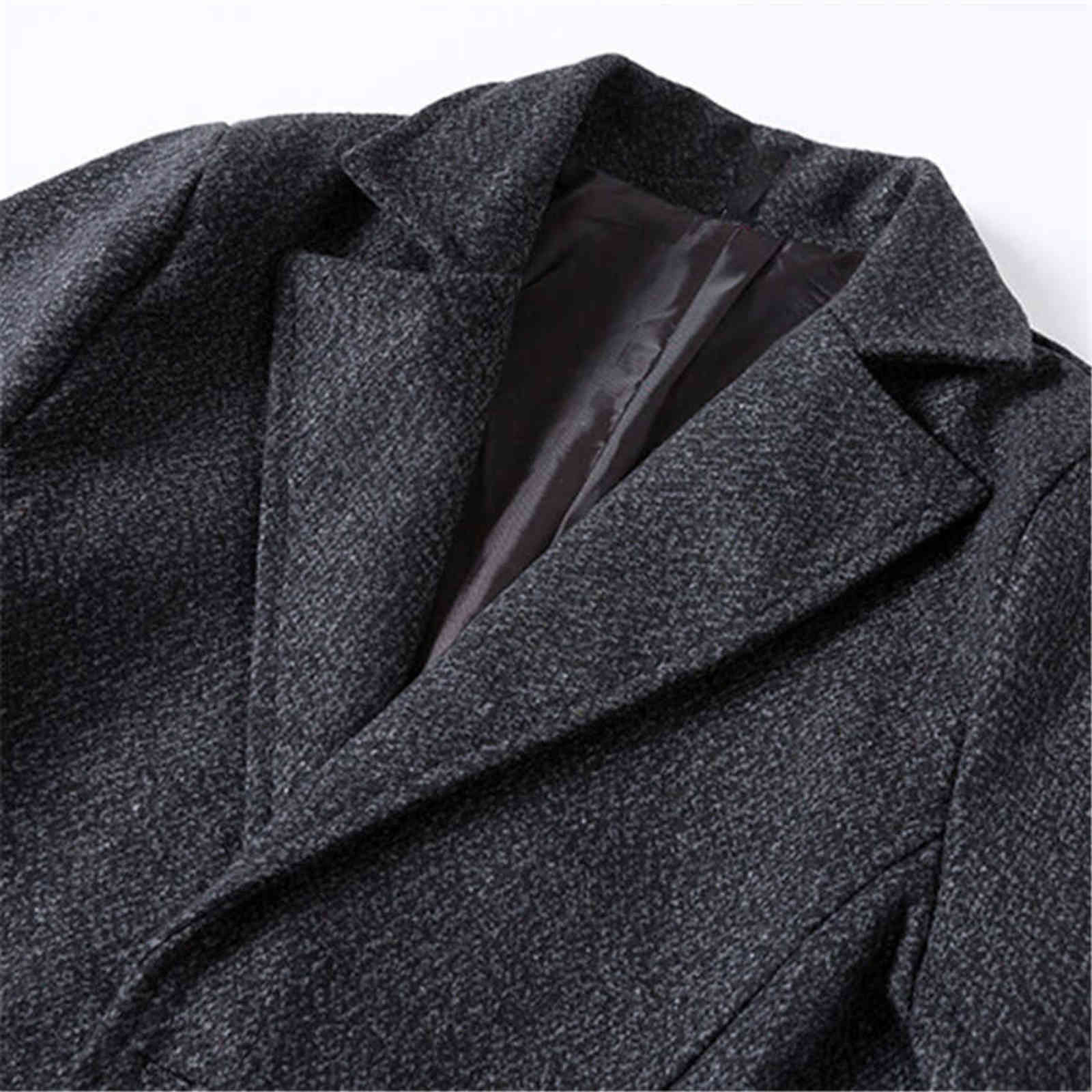 RUELK Woollen Overcoat Autumn and Winter Warm Snowflake Men Mid-length Korean Version of Large Size Woolen Coat Men's 211119