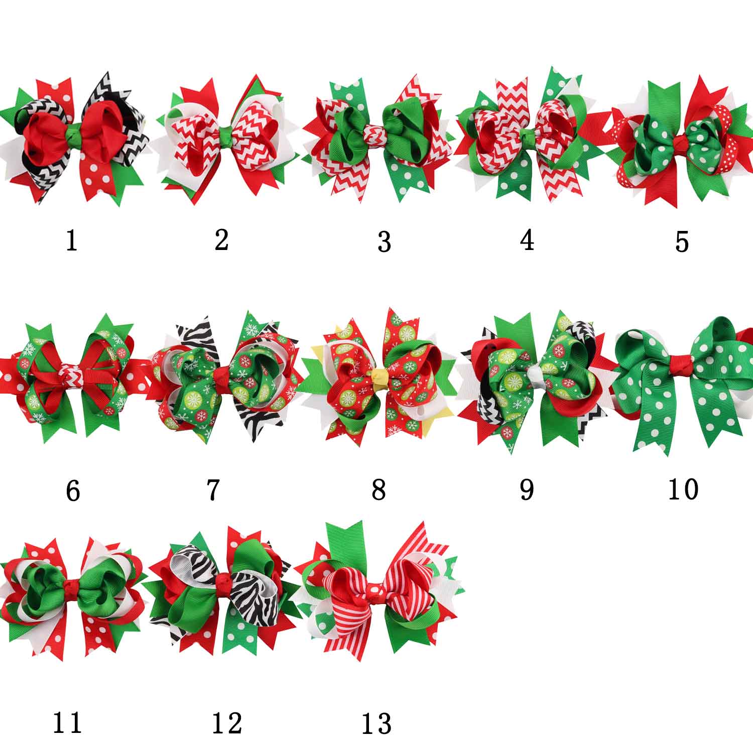 2021 Christmas Hair Bow Cute Festival Ribbon Handmade For Kids Hair Bows Christmas Party Hair Accessories fast ship