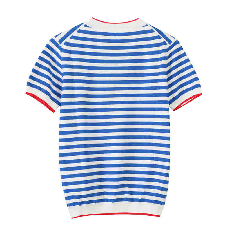 Warmsway Thin Knitted T Shirt Women Clothes Summer Woman Long Sleeve Tees Tops Striped Casual T-Shirt Female B-019 210406