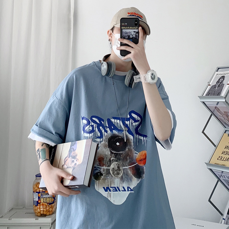 Men's Fried Street T-shirt Fashion Brand Ins Printing Top Cool Style Oversize Round Neck Sweater Summer, White;black
Men's Fried Street T-shirt Fashion Brand Ins Printing Top Cool Style Oversize Round Neck Sweater Summer, White;black