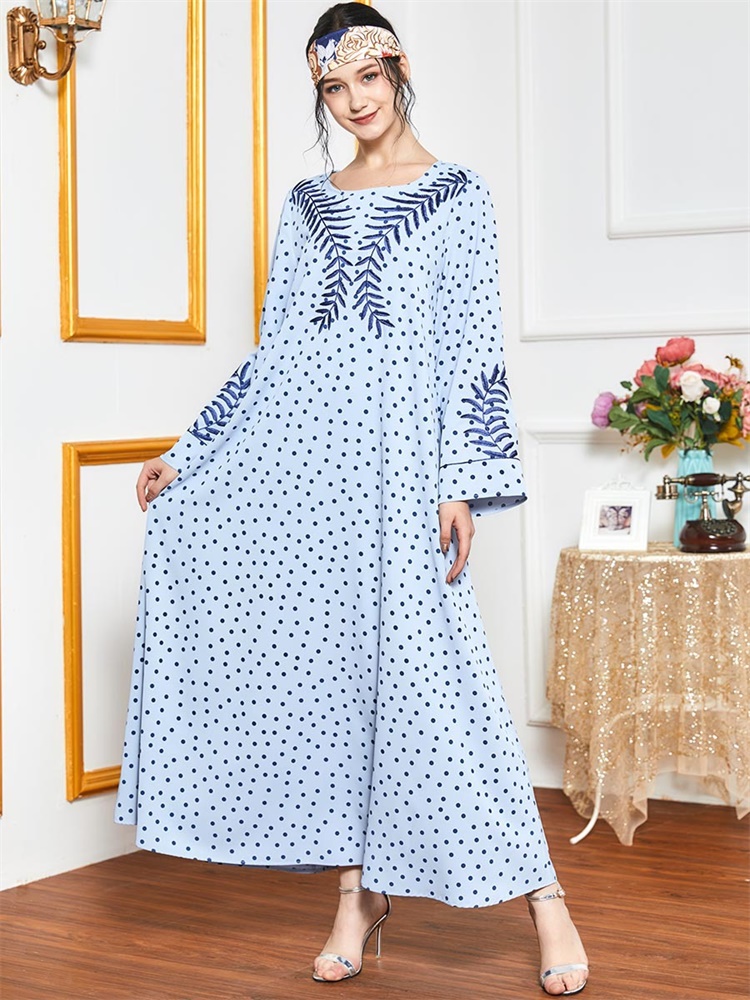 arabic Maxi Dress Polka Dot Leaves Embroidered Loose Arabic Turkey Muslim Women islamic Clothes Sky Blue Casual Plus Size Autumn
arabic Maxi Dress Polka Dot Leaves Embroidered Loose Arabic Turkey Muslim Women islamic Clothes Sky Blue Casual Plus Size Autumn