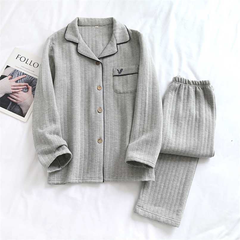 Men's pajamas set autumn and winter long-sleeved knitted cotton home clothes warm thick striped plaid simple plus size pajamas 211110, Grey grid
Men's pajamas set autumn and winter long-sleeved knitted cotton home clothes warm thick striped plaid simple plus size pajamas 211110, Grey grid