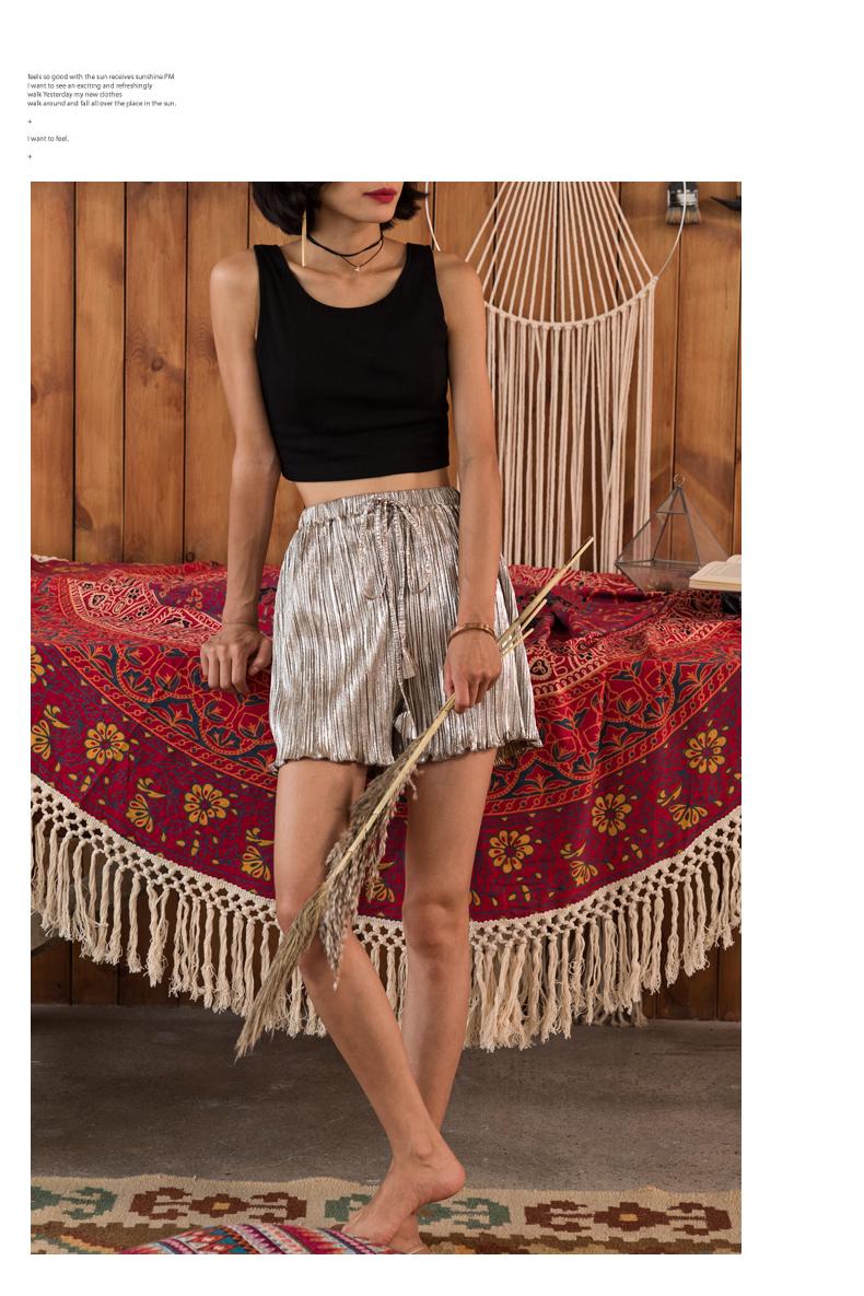Spring And Summer Bohemian Seaside Beach Large Size Pleated Fashion Shorts Skirt Loose High Waist Wide Leg Women's