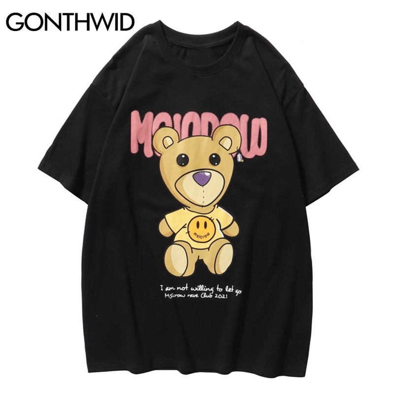 Tees Shirts Streetwear Hip Hop Bear Pint Short Sleeve Tshirts Summer Harajuku Casual Cotton O-Neck T-Shirts Tops 210602, Black
Tees Shirts Streetwear Hip Hop Bear Pint Short Sleeve Tshirts Summer Harajuku Casual Cotton O-Neck T-Shirts Tops 210602, Black