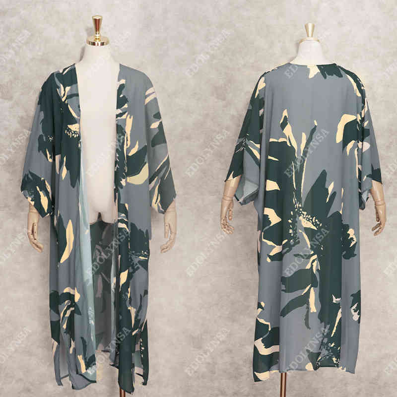 Boho Robes for Women Bathing Suit Cover-ups Plus Size Beach Wear Kimono Dress Summer Swimsuit Cover Up A808 210420
